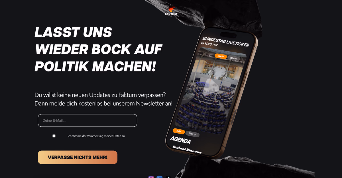 Screenshot der Faktum-Website